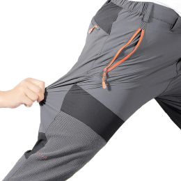 Pants Men's mountaineering outdoor pants with foursided elastic quick drying pants, light and thin summer elastic breathable quick dr