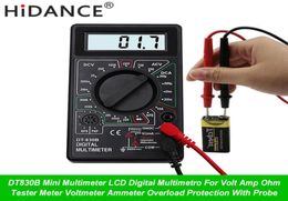 HiDANCE Mini LCD Digital Multimeter For Volt Amp Ohm Tester Metre Voltmeter Ammeter Overload Protection With Probe2930712