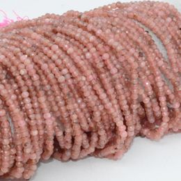 Loose Gemstones Natural Peach Translucent Rhodochrosite Faceted Rondelle Beads 4mm Thickness 2.5mm-3mm