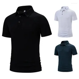 Men's Casual Shirts Comfortable Ice Silk Polo Neck Shirt Anti Pilling Short Sleeve Fashion Slim Fit T For Men