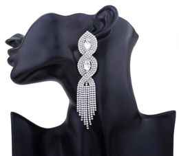 Fashion tassels dangle earrings for women luxury crystal chains chandelier earring fashion gold silver engagement wedding earring7404876