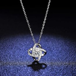 Sier 925 Sterling Pendant 1 Mosan Diamond Necklace Womens Fashion Clover Windmill Sier Pendant Clavicle Chain