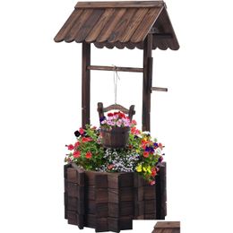 Garden Decorations Wooden Wishing Wells For Outdoors With Hanging Bucket Well Planters Rustic Style Patio Ornamental Drop Delivery Hom Otdp1