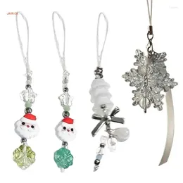 Keychains Cellphone Strap Christmas Theme Phone Chain Handmade Detachable Phones Lanyard Pendant Snowman Snowflake Keychain