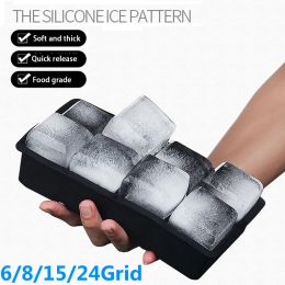 Strainers 4/6/8/15 Grid Big Ice Tray Mold Giant Jumbo Large Food Grade Silicone Ice Cube Square Tray Mold DIY Ice Maker Ice Cube Tray