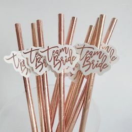 Party Decoration 10pcs Team Bride Rose Gold Straw For Wedding Drinking Paper Straws To Be Hen Tableware Bachelor Bridal Decor