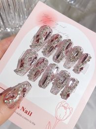 False Nails False Nails 3D Fake Set Press On Faux Ongles Reutilisable Tips DIY Manicure Accessories Nude Glitter Acrylic Kit Senior fashion beauty wearable armor