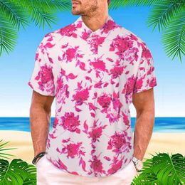 Men's Casual Shirts Print Top Shirt Beach Seaside Short Sleeve Classic Button Up Blouse Summer Blouses For Men Thin Tops Hombre