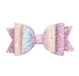 Sparkly Glitter Hair Bows with Clip for Baby Girls Solid Ballerina Hairpin Children Barrettes Hair Accessories