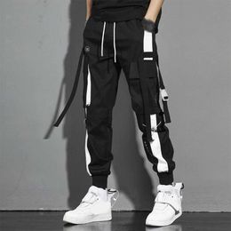 Men's Pants Fashionable mens cargo pants with multiple pockets and shoulder straps casual Trouser street clothing jogger hip-hop harem pants Trousers clothingL2404