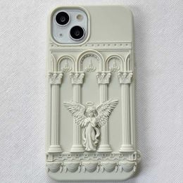 Cell Phone Cases Creative Plaster Statue Praying Angel Silicon Phone Case for iPhone 15 14 13 Pro Max Back Phone Cover for 12 11 Pro Max Capa J240426