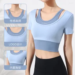 Active Shirts Internet Celebrity Chest Pad One-piece Sports Fitness Top Women's Slimming Running Yoga Short Sleeve Women Workout Wear