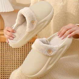 Slippers Winter Women Men Sandals 2024 Casual Waterproof Cotton Shoes Soft Bottom Warm Slides Eva Anti-Slip Plush Home Slipper