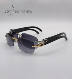 Luxury Sunglasses Natural Buffalo Horn Glasses Men Women Rimless Brand Designer Black With Original Packaging Box Cases3400090