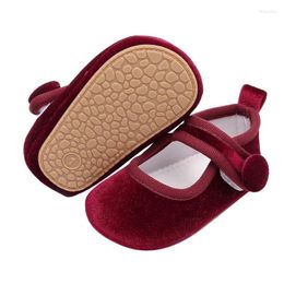 First Walkers Baby Girls Mary Jane Shoes Solid Colour Velvet Princess Flats Casual Walking For Born Infant Toddler