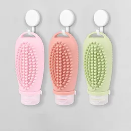 Storage Bottles Leak Proof Lotion Dispensing Bottle Soft Travel-friendly Silicone Massage Brush Squeeze Tube Refillable