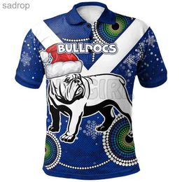 Men's T-Shirts Mens Bulldog Summer Shirt Womens Christmas Rugby Customised Name Super Bulldog Polo Shirt 3D Printed Short Sleeve T-shirt TopXW