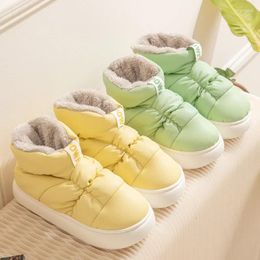 Boots Mix Colour Down Waterproof Snow Women Thicken Plush Keep Warm Cotton Shoes Woman 2024 Winter Slip-On Platform Ankle