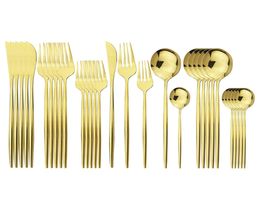 30Pcs Gold Cutlery 1810 Stainless Steel Dinnerware Knife Dessert Fork Spoon Dinner Silverware Kitchen Tableware Set 2011286134970