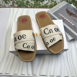 New style Designer Sandals Luxury Womens Woody Clogs Mule Flat Slide Letter loafers Slippers Pink Summer Beach Platform Canvas Herringbone Shoes