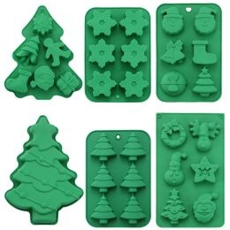 Moulds 6 Cavities Silicone Mold Bakeware DIY Chocolate Mold Christmas Trees Snowman Gifts Baking Tools Cake Decoration Accessories