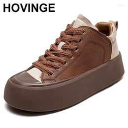 Casual Shoes 2024 Lace Up Versatility Autumn Real Leather Sneakers High Top Short Boots Flat Thick Soled Soft
