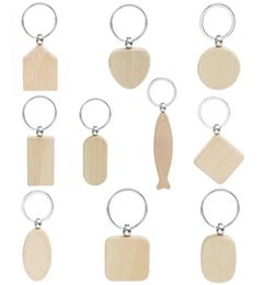 Promotional Handicrafts Party Favor Souvenir Plain DIY Blank Beech Wood Pendant Key Chain keychain With Key Ring4319487