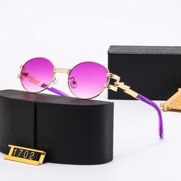 Designer Sunglasses 2024 New Fashionable Small Frame Metal Sunglasses for Men and Women Couples Sunglasses with Concave Shape and Versatile Glasses