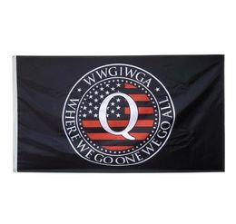 Where we go one we go all Q flags Digital Printing 100D Polyester with Brass Grommets Fabric 4405454