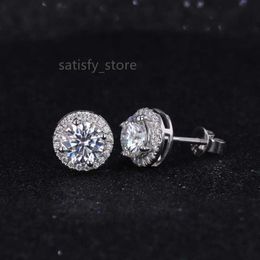 14k white gold 6mm round brilliant cut moissanite with halo moissanite studs earrings for women 2022