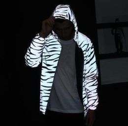 New 3m full reflective jacket men women harajuku windbreaker jackets hooded hiphop streetwear night shiny coats 3m jacke74881422317463