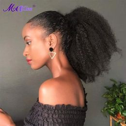 Ponytails Ponytails Mogolian Afro Kinky Curly Drawstring Ponytail Human Hair 4B 4C Remy 1024inch Long Clip In Ponytail Maxine