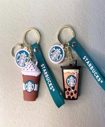 PVC Keychains stereo milk tea coffee cup keychain Car key ring9879705