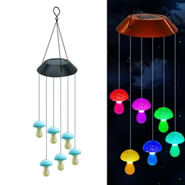 Decorative Figurines Solar Lamp Mushroom Wind Chimes Windchimes LED Chandelier About 66cm High Outdoor Use For Courtyard Garden Decoration