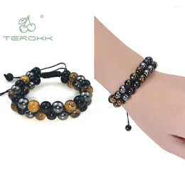 Bangle Fashion Tiger Eye Stone Handmade Bracelet Men Women Good Luck Beads Braided Rope Jewelry Accessories