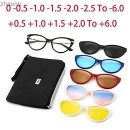 Sunglasses Cat Eyes TR90 frame metal leg magnet clip Myopia glasses 0-1.0-2.0 to -6.0 Hyperopia sunglasses+0.5+1.0+2.0 to+6XW