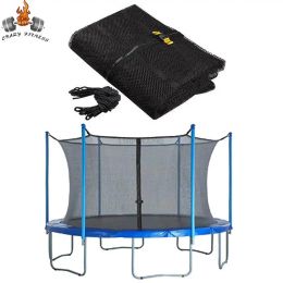 Equipment 6/8/10FT Trampoline Replacement Safety Net WeatherResistant Protection Net with DoubleHeaded Zipper for Kid Outdoor Sports