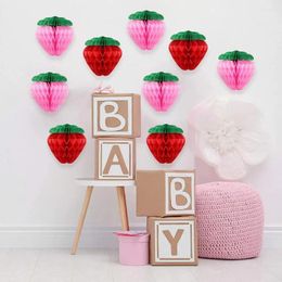 Party Decoration Strawberry Ball Tissue Craft Honeycomb Paper Balls Strawberry-themed Decorations Set 10 Pink For A