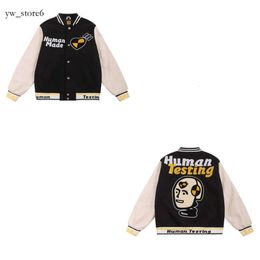 Human Made Jacket Sheep Embroidery Leather Human Made Sleeve Men's Women's Humanmade High End Luxury Lightweight Breathable Fashionable and Handsome Jacket 7678