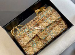 Autumn Tweed Fashion Classic Double Flap Bags Matelasse Chain Cross Body Shoulder Famous Luxury Designer Quilted Purse