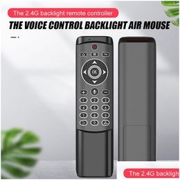 Pc Remote Controls Mt1 Backlit Voice Control Gyro Wireless Fly Air Mouse 2.4G Smart For Android Tv Box Linux Drop Delivery Computers N Otq0C