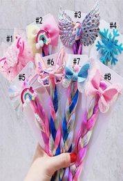 Girls Unicorn Cartoon Hair Band Rings Coloured Braids Wig Sequined Glitter Braid Wigs Ponytail Holder Circles Cosplay Princess Hair1461336