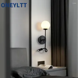 Wall Lamp Decorative Glass Surface Mounted Circular Silicone Hose Creative Bedroom Bedside LED