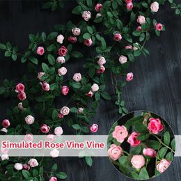 Decorative Flowers Artificial Rose Flower Rattan For Wedding Garden Arch Decor Diy Fake Vine Wall Hanging Air Conditioning Wrapped