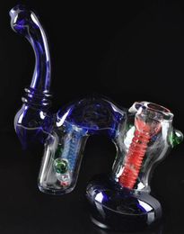 water pipe Inch Glass Smoking Pipes Soul Hookahs Bubbler Double Chamber Smooth Sprial Recycle Made310g7061471