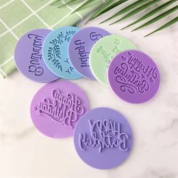 Moulds Acrylic Cookie Embosser Mould Happy Birthday Pattern Cake Stencil Fondant Icing Biscuit Mould Baking Supplies Cake Decorating Tool