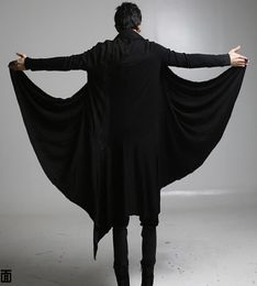 2017 new cool punk gothic t shirts men long sleeve loose black color for halloween costumes Cape cape long coat Cardigan jacket2388495