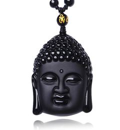 Unique Natural Black Obsidian Carved Buddha Blessing Necklace for Men Women Lucky Amulet Buddha Pendant Necklace Luck Craft Gift9386754