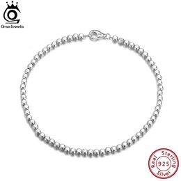 Beaded Orsa JEWELS 925 Sterling Silver Italy 2.5mm Organic Cube Bead Chain Bracelet Womens Exquisite Jewellery SB124