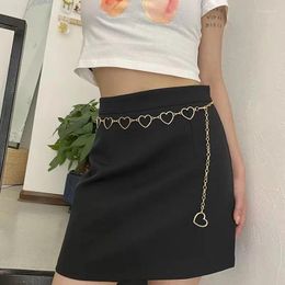 Belts Y2k Luxury Women's Fashion Cute Heart Shaped Metal Dress Jeans Waist Chain Belt Waistband Accessories Women For